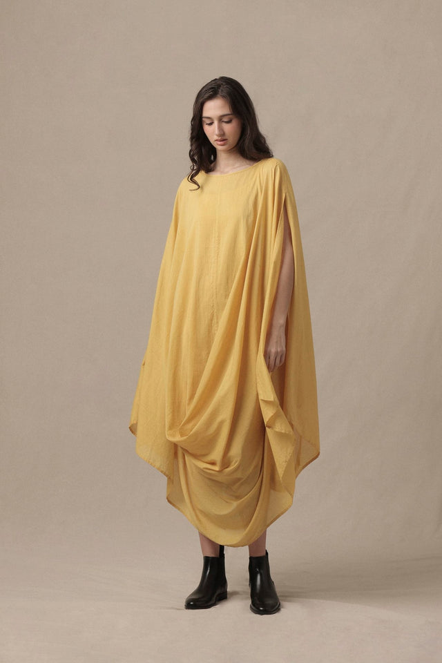 Yellow Cowl Dress - Dress - Mizyana