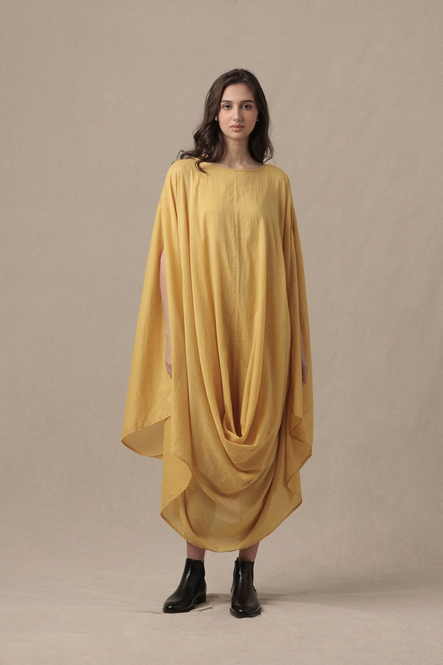 Yellow Cowl Dress - Dress - Mizyana