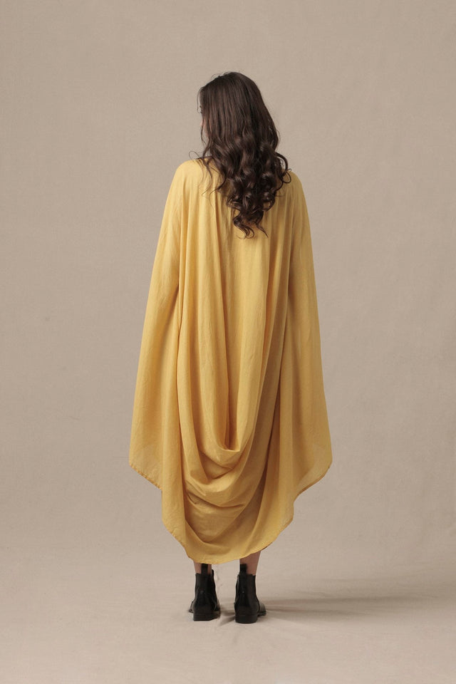 Yellow Cowl Dress - Dress - Mizyana