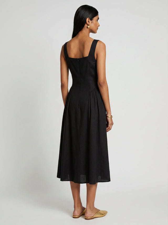 Zoe Sleeveless Black Chanderi Dress - Dress - Mizyana