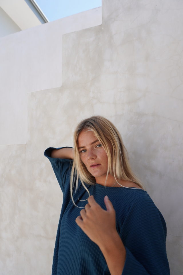 Eva ribbed dress - Teal