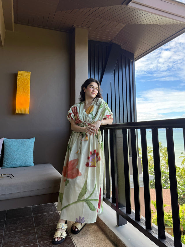 Nirvana Dress in Sorrento Bloom Print (Butter Yellow)