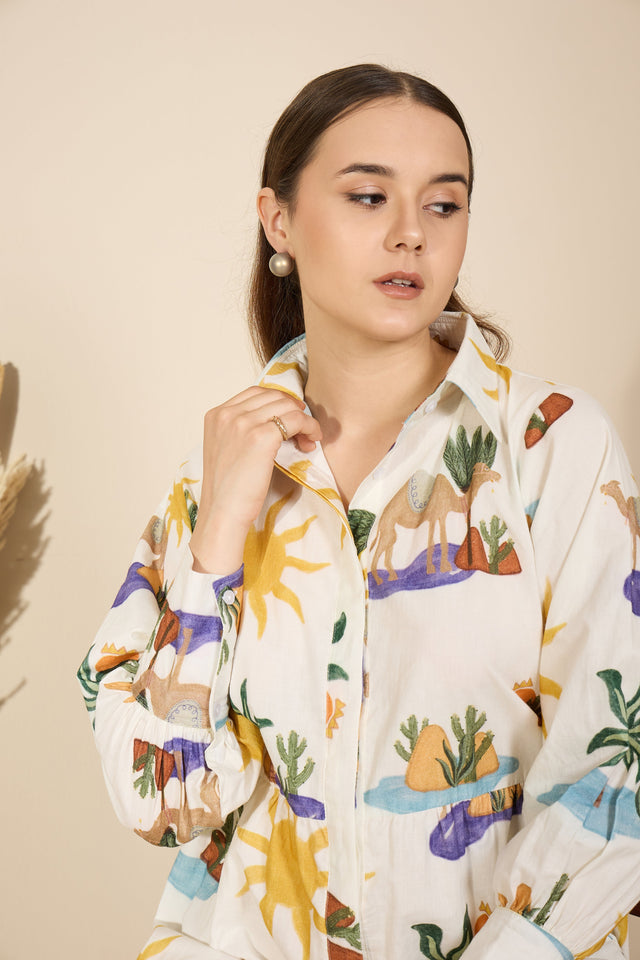 Riviera in Hidden Spring Print (White)
