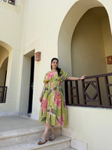 Juno Dress in Tuscan Olive Print