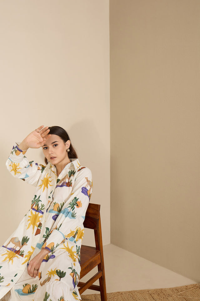 Riviera in Hidden Spring Print (White)