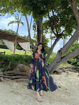 Selene Dress in Sorrento Bloom Print (Endless Blue)