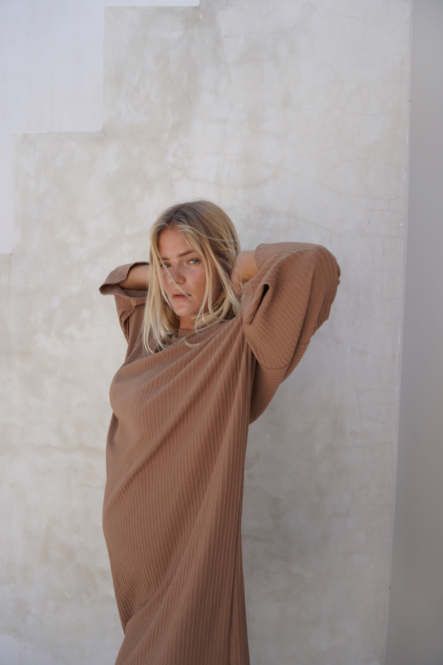 Eva ribbed dress - Beige