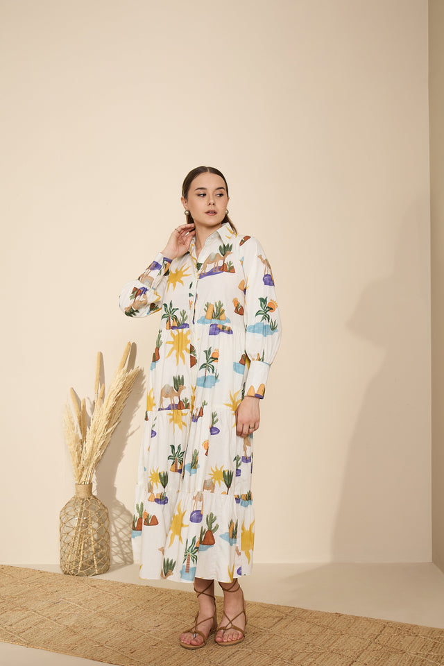 Riviera in Hidden Spring Print (White)