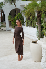 Adaya swim set with real wrap skirt - Dark Brown