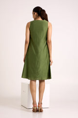Olive Rafiya slip dress without the jacket, full length back view