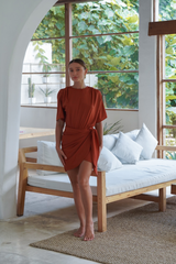 Mona Set with Tara Short Wrap Skirt - Clay