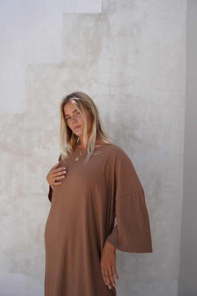 Eva ribbed dress - Beige