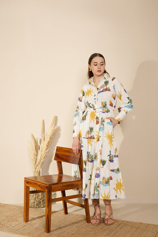 Riviera in Hidden Spring Print (White)