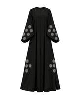 Fai Black Embroidered Crepe Abaya with Headscarf
