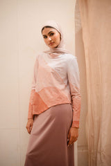 Sandy Bloom Peach Colour-Block Long Sleeve Swim Top