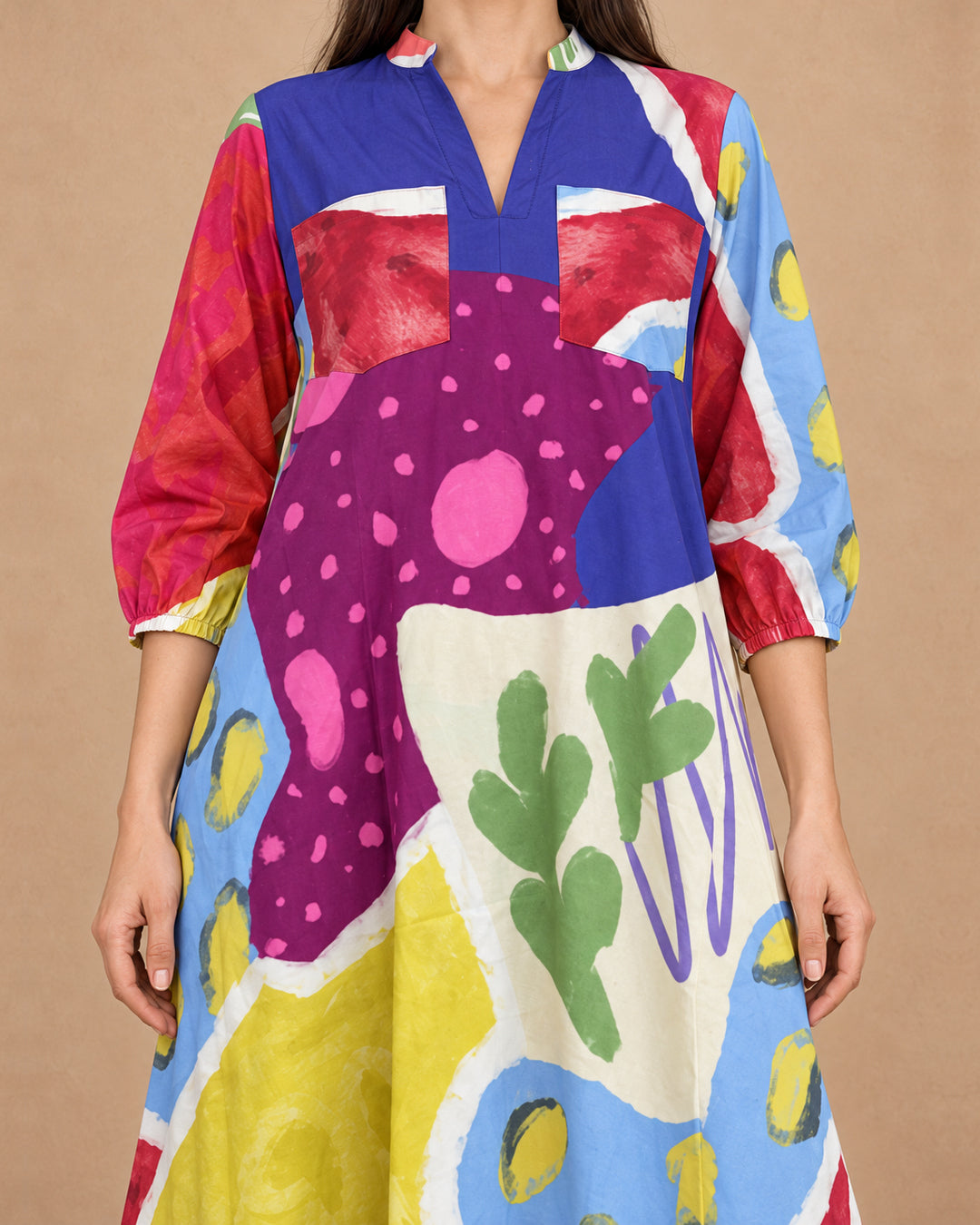 Dora Florentine Mosaic Print Kaftan-Style Cotton Dress