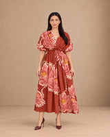 Nirvana Bubbly Spritz Print Puff Sleeve Cotton Dress