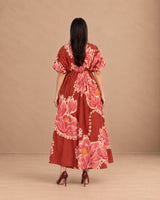 Nirvana Bubbly Spritz Print Puff Sleeve Cotton Dress