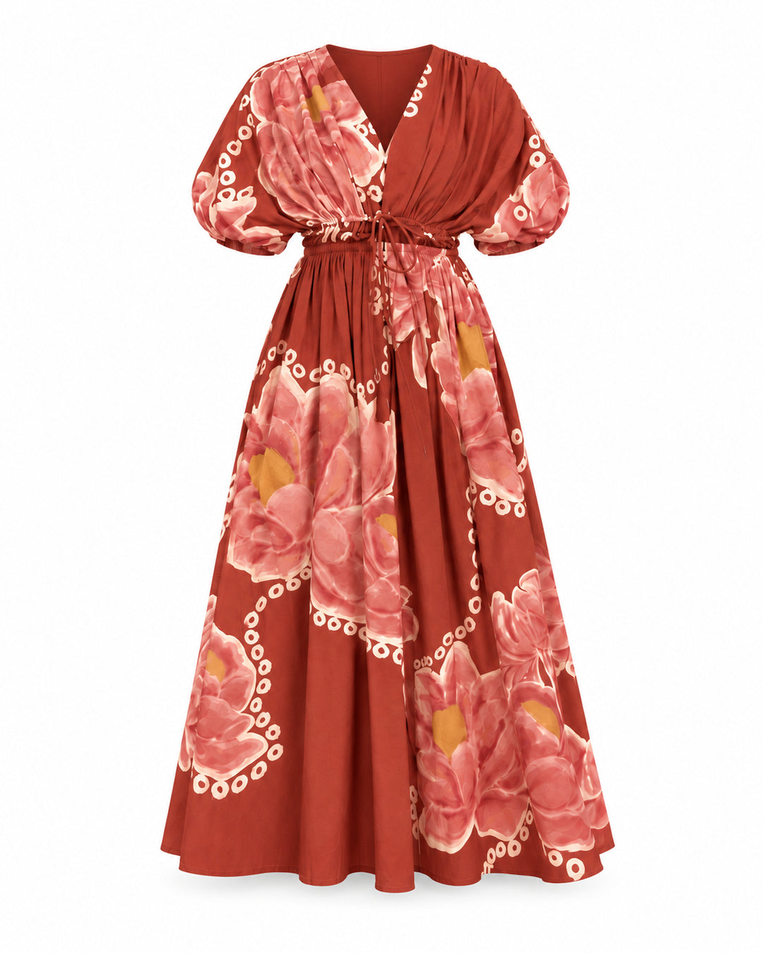 Nirvana Bubbly Spritz Print Puff Sleeve Cotton Dress