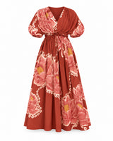 Nirvana Bubbly Spritz Print Puff Sleeve Cotton Dress