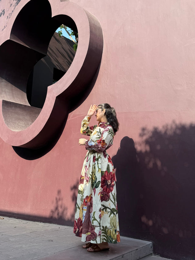 Petalia Dress in Sol Garden print (Sandstone)