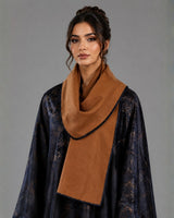 Black Patterned Reversible Wool Bisht Abaya with Shawl Collar