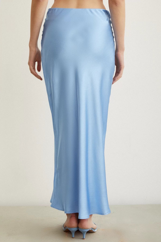 Satin Flared Skirt - Light Blue