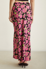 Satin Flared Skirt - Floral