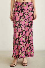 Satin Flared Skirt - Floral