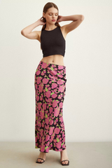 Satin Flared Skirt - Floral
