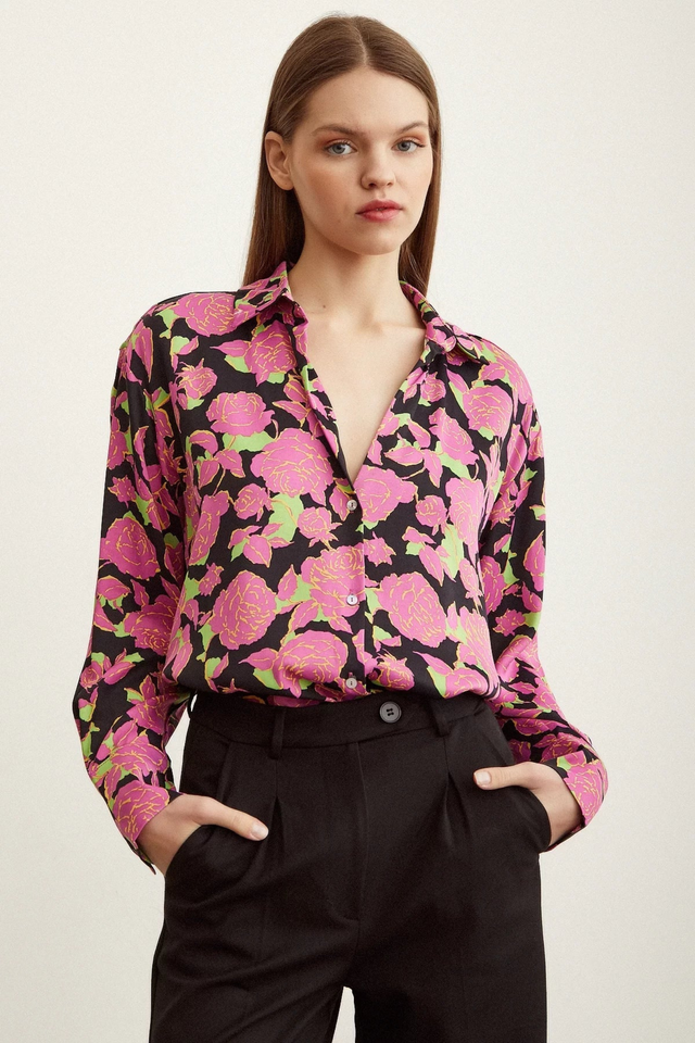 Satin Shirt - Floral