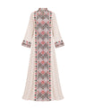 Diamond Embroidered Linen Jalabiya with Split Neckline