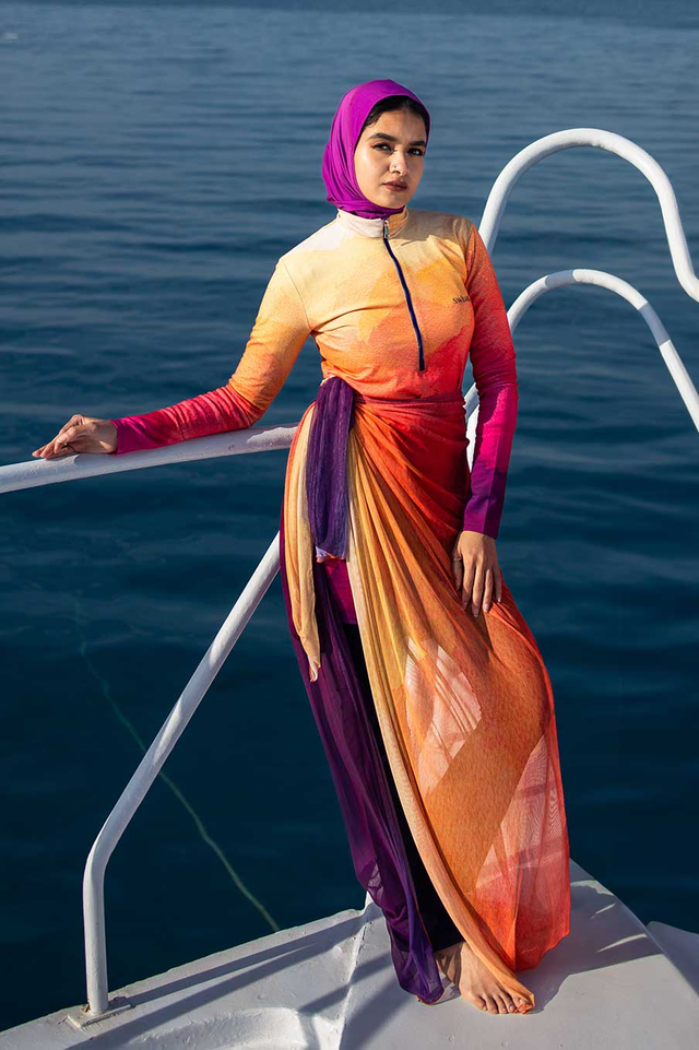 Sunset Mauve Ombre Tulle Waist Wrap Swim Cover-Up