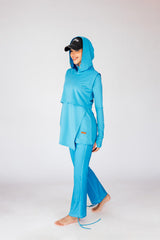 Swim Hood Aqua Cropped Sleeveless Hooded Swim Top