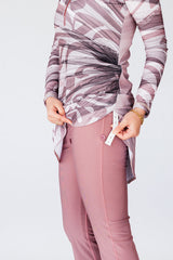 Huruf Mauve Calligraphy Print Zip Neck Swim Top