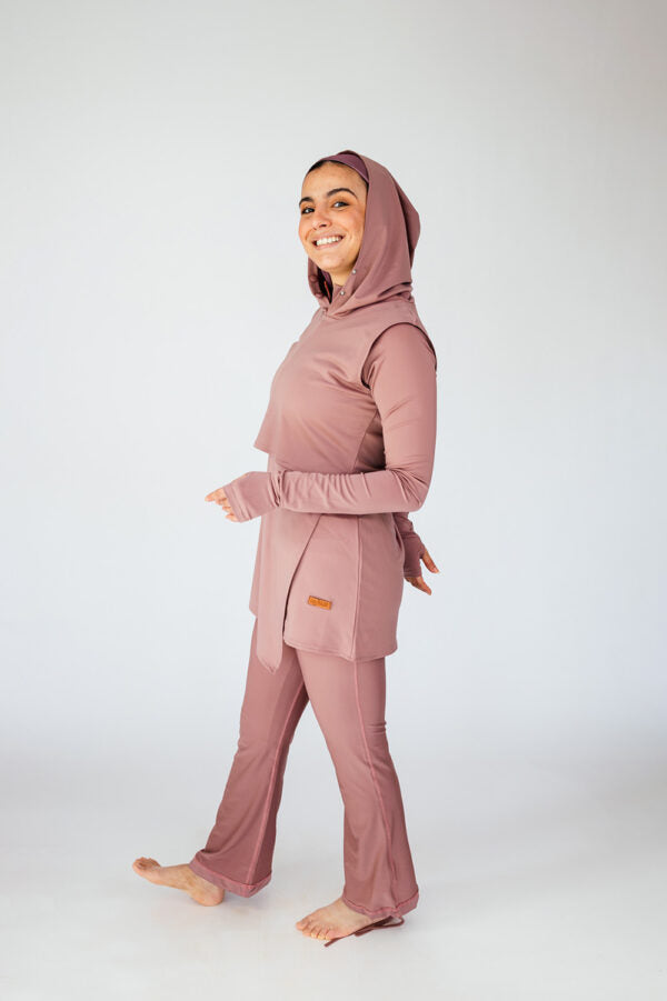 Swim Hood Mocha Cropped Sleeveless Hooded Swim Top