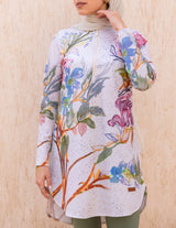 Ward Floral Watercolour Print Long Sleeve Swim Top