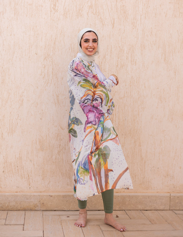 Ward Floral Watercolor Chiffon Swimwear Kimono