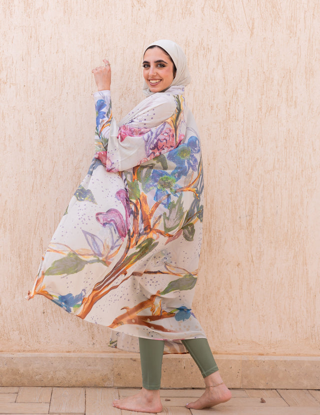 Ward Floral Watercolor Chiffon Swimwear Kimono