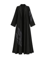 Sky Black Embroidered Crepe Open Front Abaya with Headscarf