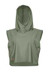 Swim Hood Olive Cropped Sleeveless Hooded Swim Top