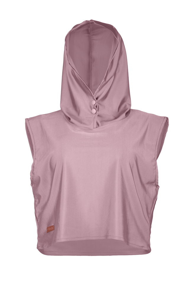 Swim Hood Mocha Cropped Sleeveless Hooded Swim Top