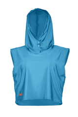Swim Hood Aqua Cropped Sleeveless Hooded Swim Top