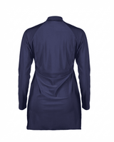 Mono Navy Half-Zip Asymmetric Hem Swim Top