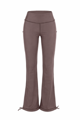 Qahwa Coffee Brown High Rise Hem Tie Flared Swim Bottom