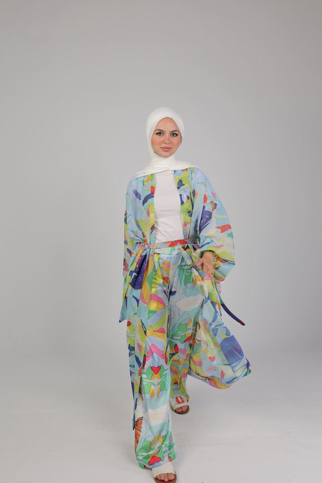 Abstract Satin Pants - Trousers - Mizyana