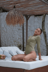 Adaya swim set with real wrap skirt - Olive - Swim Set - Mizyana