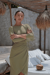 Adaya swim set with real wrap skirt - Olive - Swim Set - Mizyana