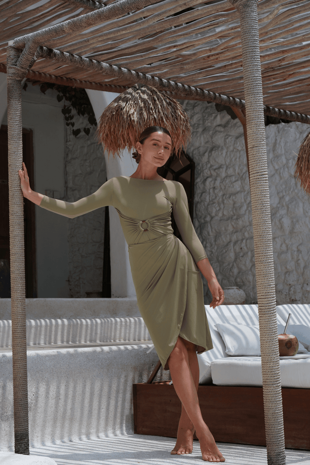 Adaya swim set with real wrap skirt - Olive - Swim Set - Mizyana