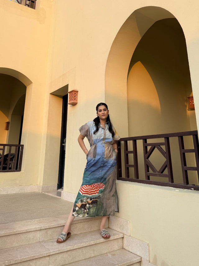 Alessia Dress in Capri Coast Print - Dress - Mizyana
